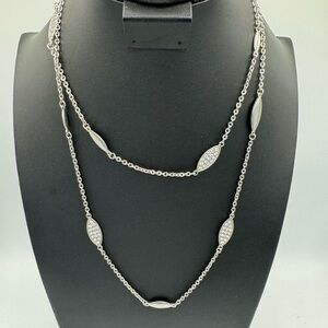 Ann Taylor long chain silver tone with crystals
